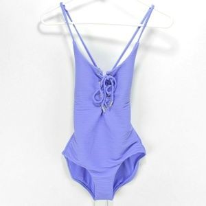 Red Carter Purple Textured Lace-Up Swimsuit Size S